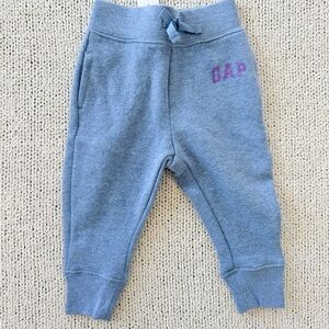 NWT Baby Gap Girl Blue Pull On Joggers With Logo Size 12-18 Months
